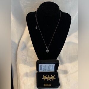 Elegant Jewelry Bundle Juicy Couture Heart Pendant Necklace & Star pin